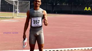 Nizar Ahamed 100m 10.90 - Boys U17 Semi Final 3 - National Schools Athletics New Delhi 2018-19