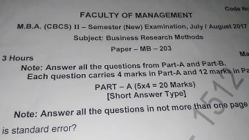 OU MBA SEM2 BUSINESS RESEARCH METHODS QUESTION PAPER 2017