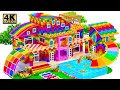 Satisfying Video | Make Rainbow Water Slide To Infinity Swimming Pool In Arched House For Family Pet