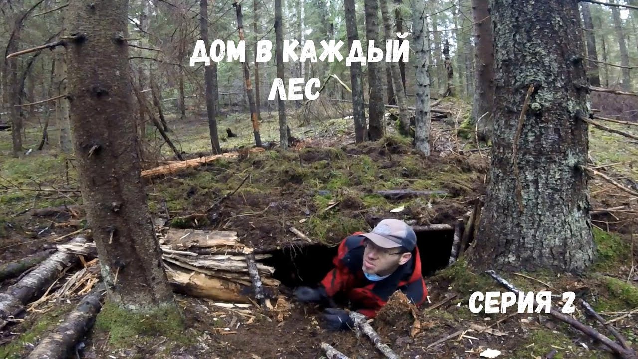 Ночевка в яме в лесу.