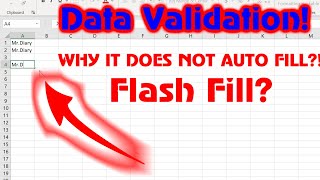 Excel - Auto Fill - Flash Fill - Data Validation