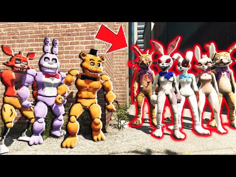 ALL BUFF ANIMATRONICS vs ALL VANNY u0026 GLITCHTRAP ANIMATRONICS! (GTA 5 FNAF Mods)