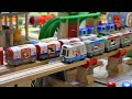 I made brio town  thomas garage  lots of trains