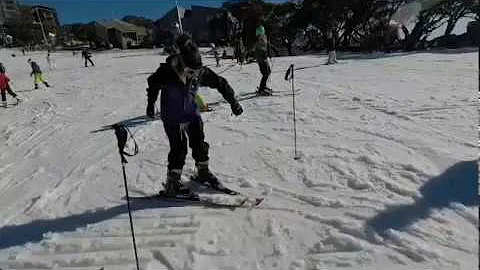 Mrs Howarth attempting to ski