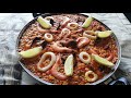 بايلا اسبانية على اصولها بفواكه البحر بطريقتي جد لذيذة 😋 paella #de marisco española a mi manera#