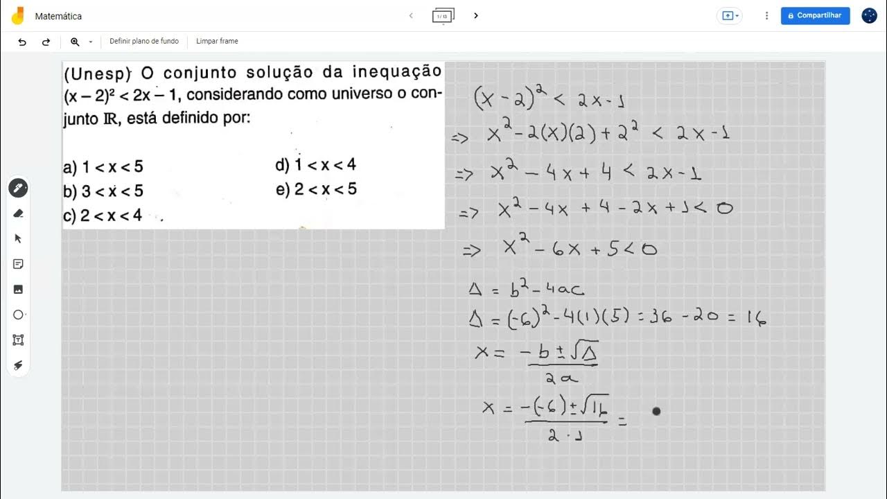 (Unesp) O conjunto solução da inequação YouTube (Unesp) O conjunto solução da inequação YouTube