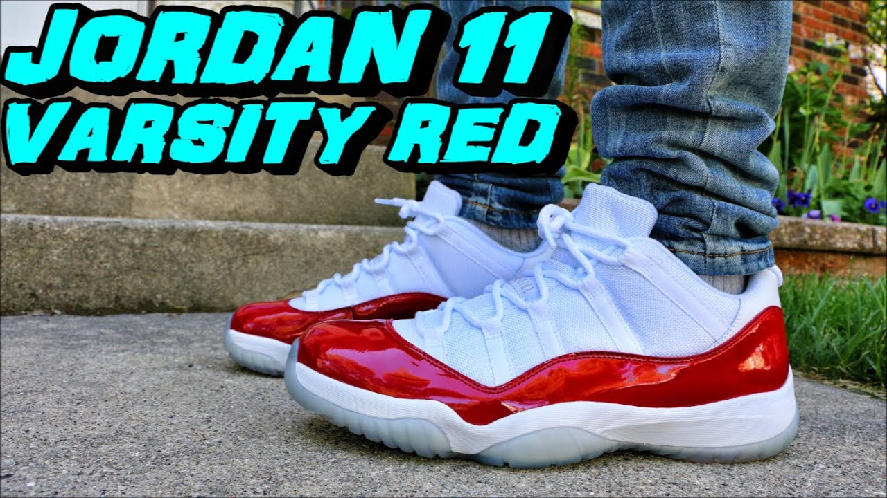 jordan 11 red on feet