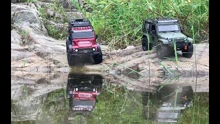 Traxxas TRX-4 LandRover Defender VS Rubicon JK - Rock Trials