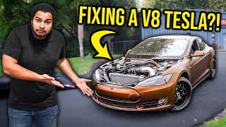 Fixing The Worlds Only Supercharged V8 Tesla Model S Is Harder Than You Can Imagine
