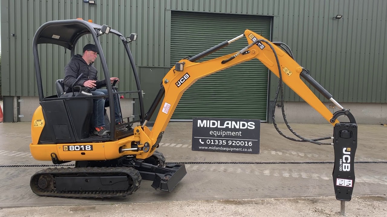 JCB 8018 and JCB HM100 Breaker 1.8 ton Mini Digger Midlands Equipment Demo Video