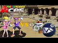 Mario Tennis Aces - Peach &amp; Waluigi vs Chain Chomp &amp; Fire Piranha Plant - Bask Ruins