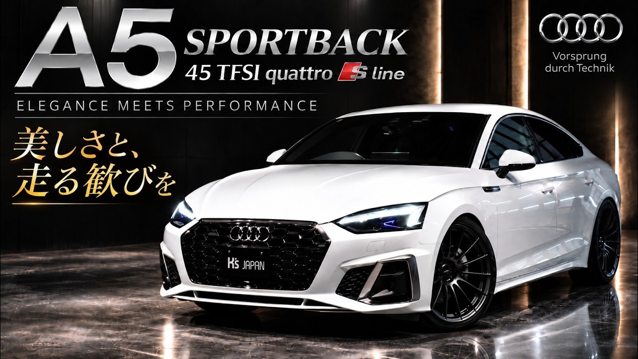 【エンケイ20インチ・K-SPORT車高調】2021年式 Audi A5 スポーツバック 45 TFSI クワトロ Sライン｜充実カスタム 内外装徹底レビューのYouTube動画サムネイル