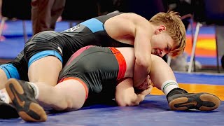 : U15 Davids Sinders (LAT) vs Maciej Luczak (POL) 62kg. Freestyle boys youth wrestling tournament.