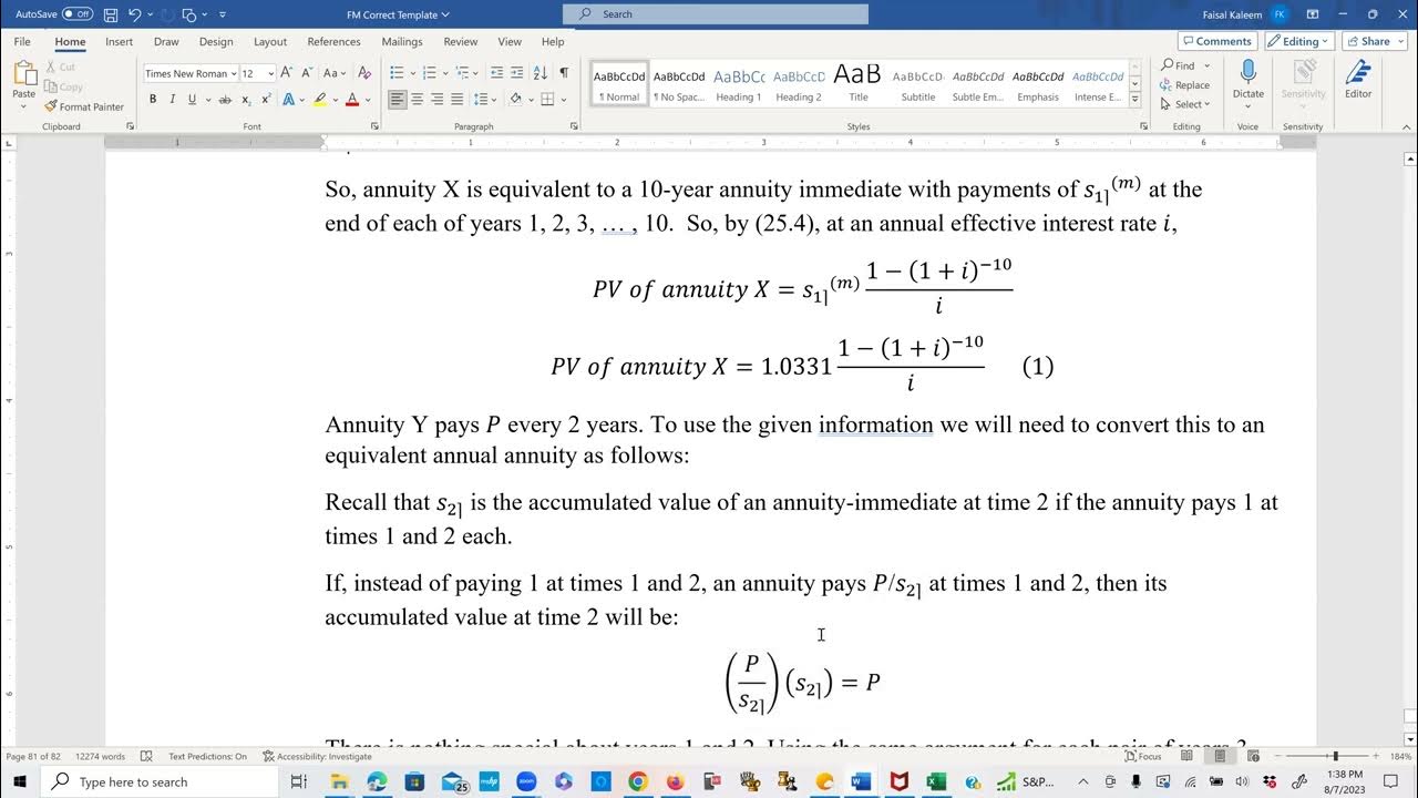 Actuarial soa exam fm prep lesson 67 soa sample question 278 solution