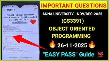 CS3391 Object Oriented Programming | Important questions for nov dec 2025 exam | anna university new