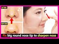 Only 1 mins!! Fix big round nose tip to sharpen & slim your nasal tip | Nose Exercises & Massage.