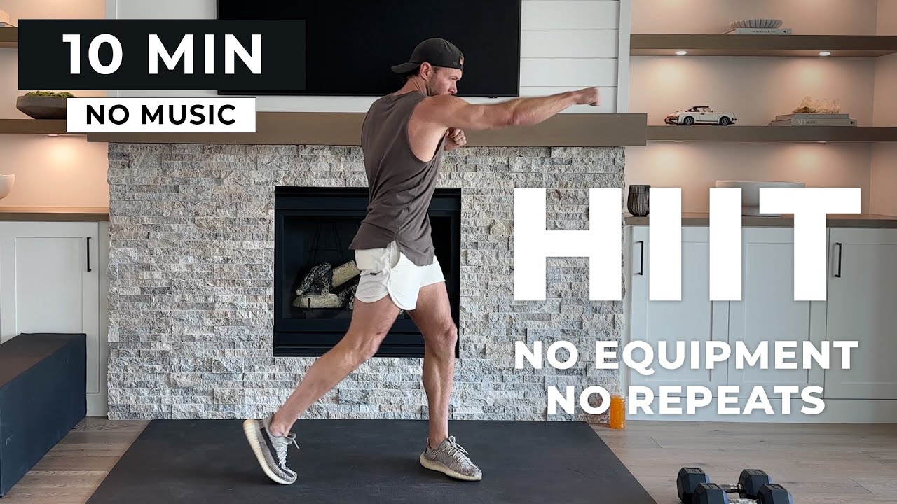 [No Music, No Ads] 10 Min SWEATY HIIT Workout At Home | No Equipment ...