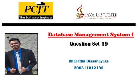 Question Set 19 | Database Management System 1 | Java Institute