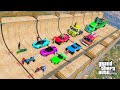 GTA V Stunts a crazy long jump challenge by cars, trucks [GTAV MODS] لعبة جراند القفز من منحدر خطير