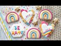 How to decorate HAPPY & COLOURFUL Cookies ~ Funky Rainbow, Scalloped Hearts & Happy Hexagon Cookies