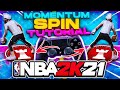 HOW TO MOMENTUM SPIN AND MOMENTUM BEHIND THE BACK TUTORIAL w/ HANDCAM IN NBA 2K21