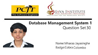 DBMS Task 30 |Write a Query Statement| 1st Year | Java Institute