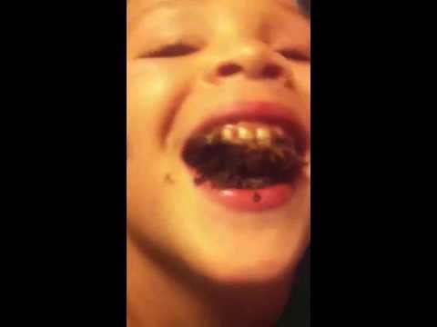 BOY HAS WAY TOO MUCH CHOCOLATE CAKE IN HIS MOUTH!