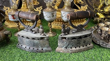 [19/07/23] CẶP BÀN ỦI CON GÀ XƯA - ĐÈN DẦU XƯA - BỘ TRÀ HỢP KIM