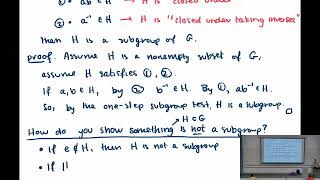 Abstract Algebra; Lecture 8: Subgroup tests