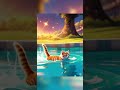 Pool Cat!🐈 #Cute  #cat #slide #pool #shorts #ai
