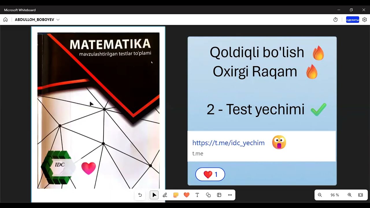 IDC_ Qoldiqli bo'lish  2 - Test yechimi...Milliy Sertifikatga