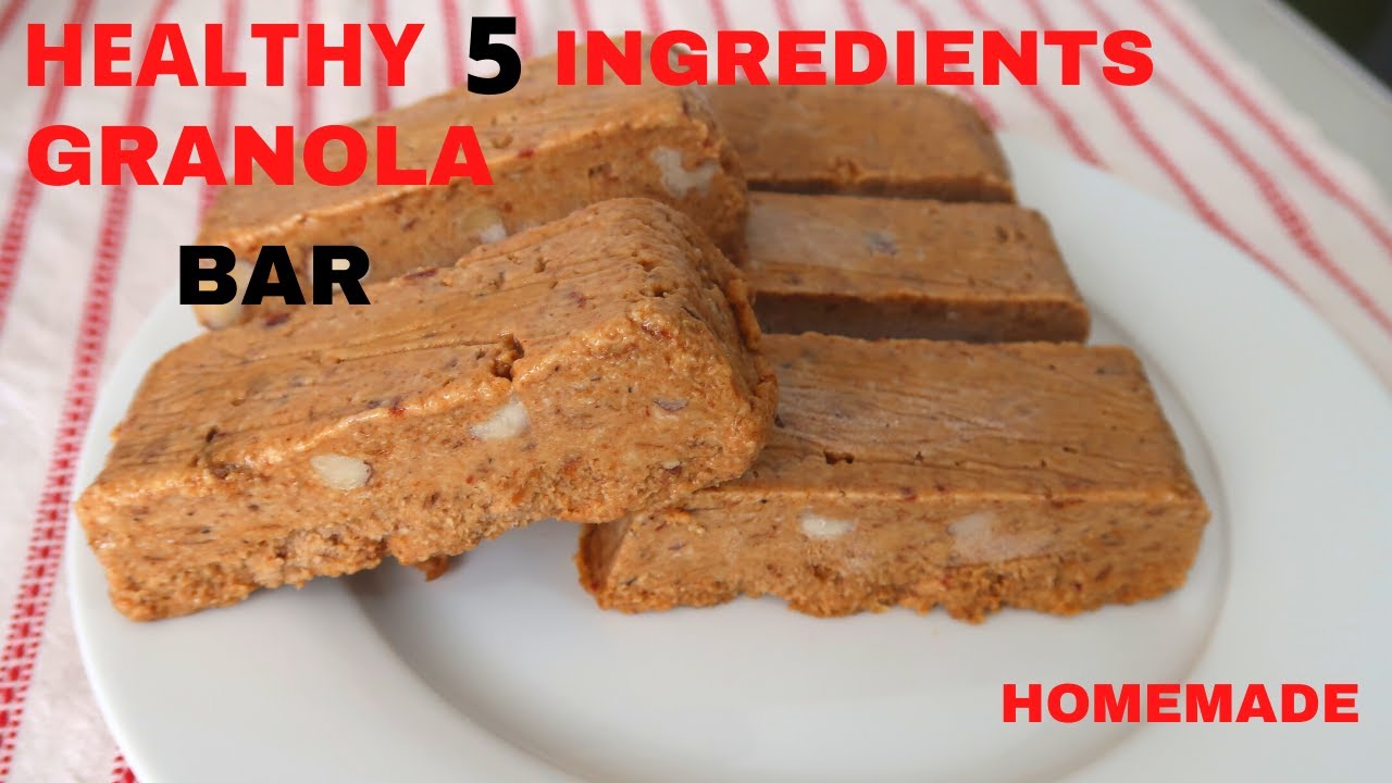 Healthy 5 Ingredients Granola Bar , loose weight snack, no sugar - YouTube