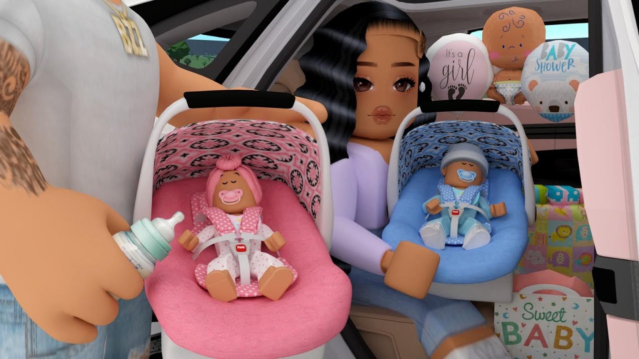 BRINGING THE TWINS HOME FROM THE HOSPITAL BABY NAME REVEAL  Bloxburg Family Roleplay