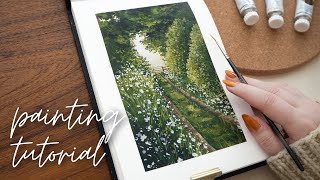 How To Paint a Garden Pathway 🌿 Gouache Painting Tutorial For Beginners