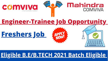 Comviva(Tech Mahindra Company) Hiring Engineer Trainee. Eligible B.E/B.TECH 2021 Batch #TechMahindra