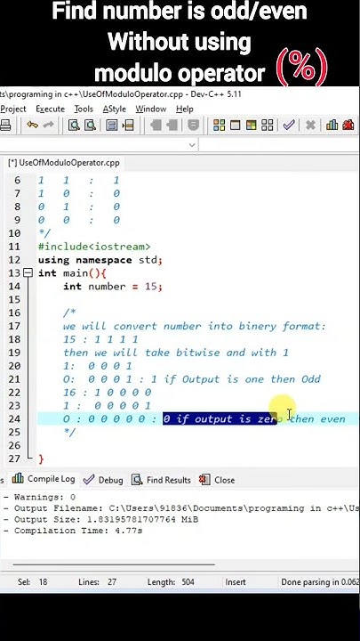Find number is even/odd without using modulo % operator in C/C++ | Use ...