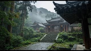 Rainy Forest Temple 🎋 Peaceful Chinese Music and Rain Sounds for Sleeping