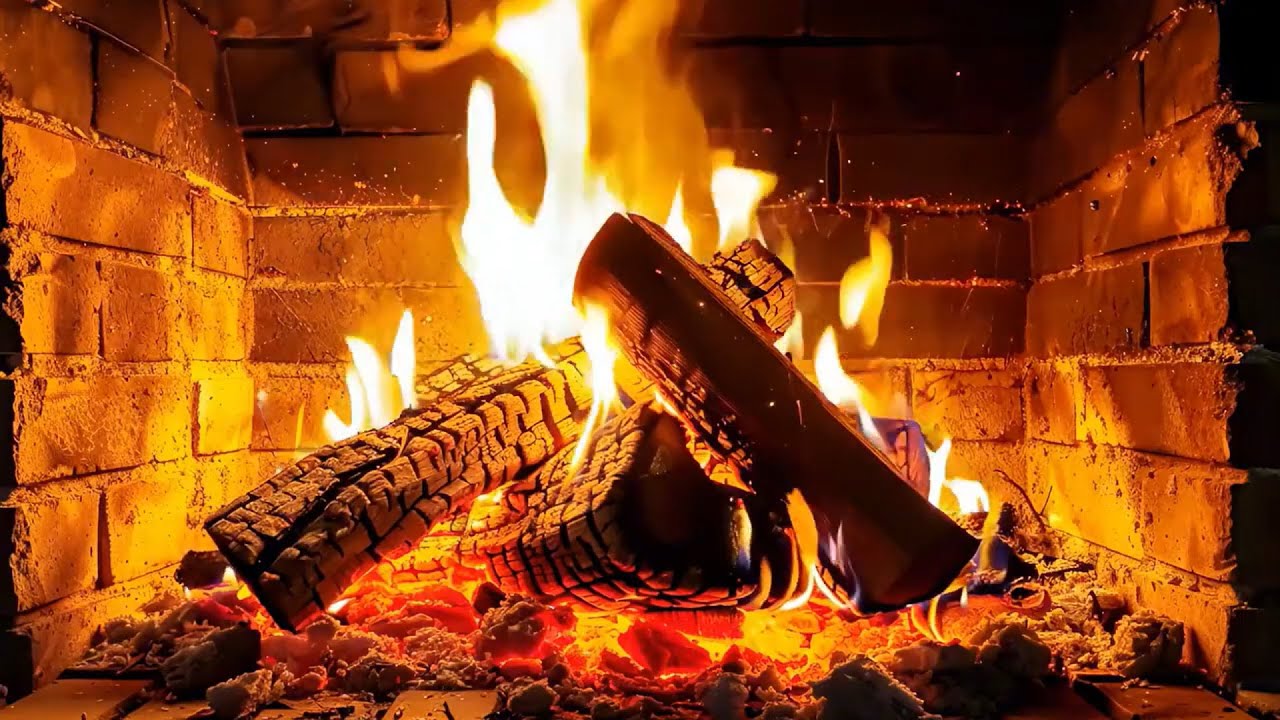 🔥Cozy Comfort for Cold Evenings as Bright Fireplace Flames Rise with Soft Natural Crackling.