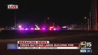 Crews battling large building fire in Glendale