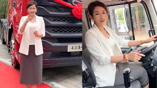 Beautiful Female Truck Driver Quanmei Showcases Her Top-Notch Trucks.