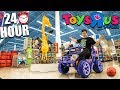 24 HOUR CHALLENGE AT TOYS R US! Sleepover With Toys, Cars, & More (Part 1)