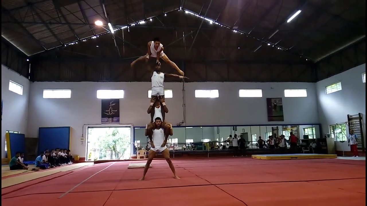 Indian acrobatics mens group. senior men group India. combined routine. 2016