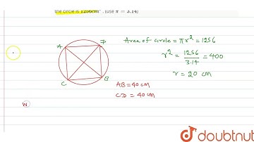 All the vertices of arhombus lie on a circle. Find the area of the rhombus, if area of the circl...