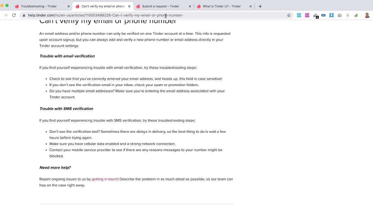 TINDER CAN'T VERIFY NUMBER what to do? - YouTube