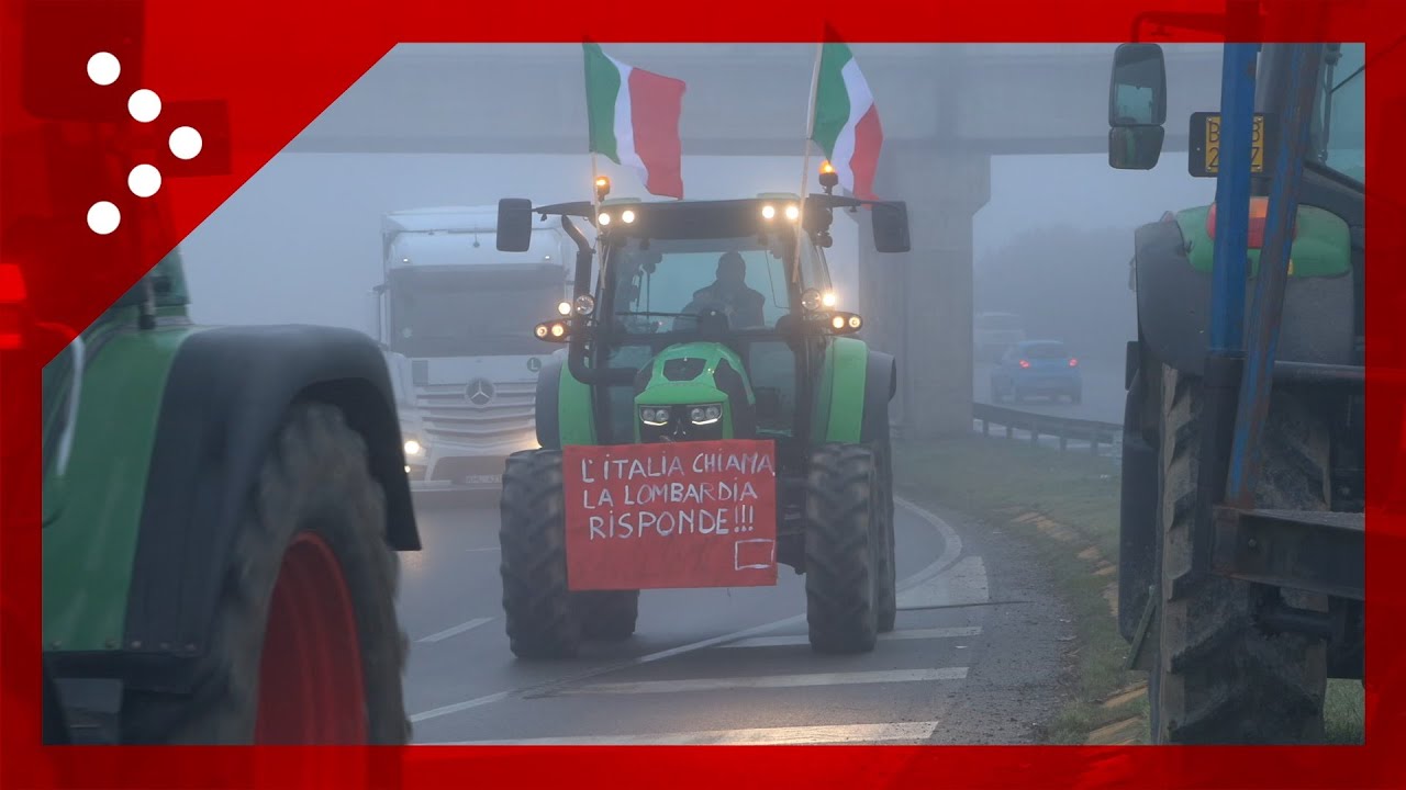 Mobilitazione degli agricoltori, i trattori si radunano a Melegnano: 