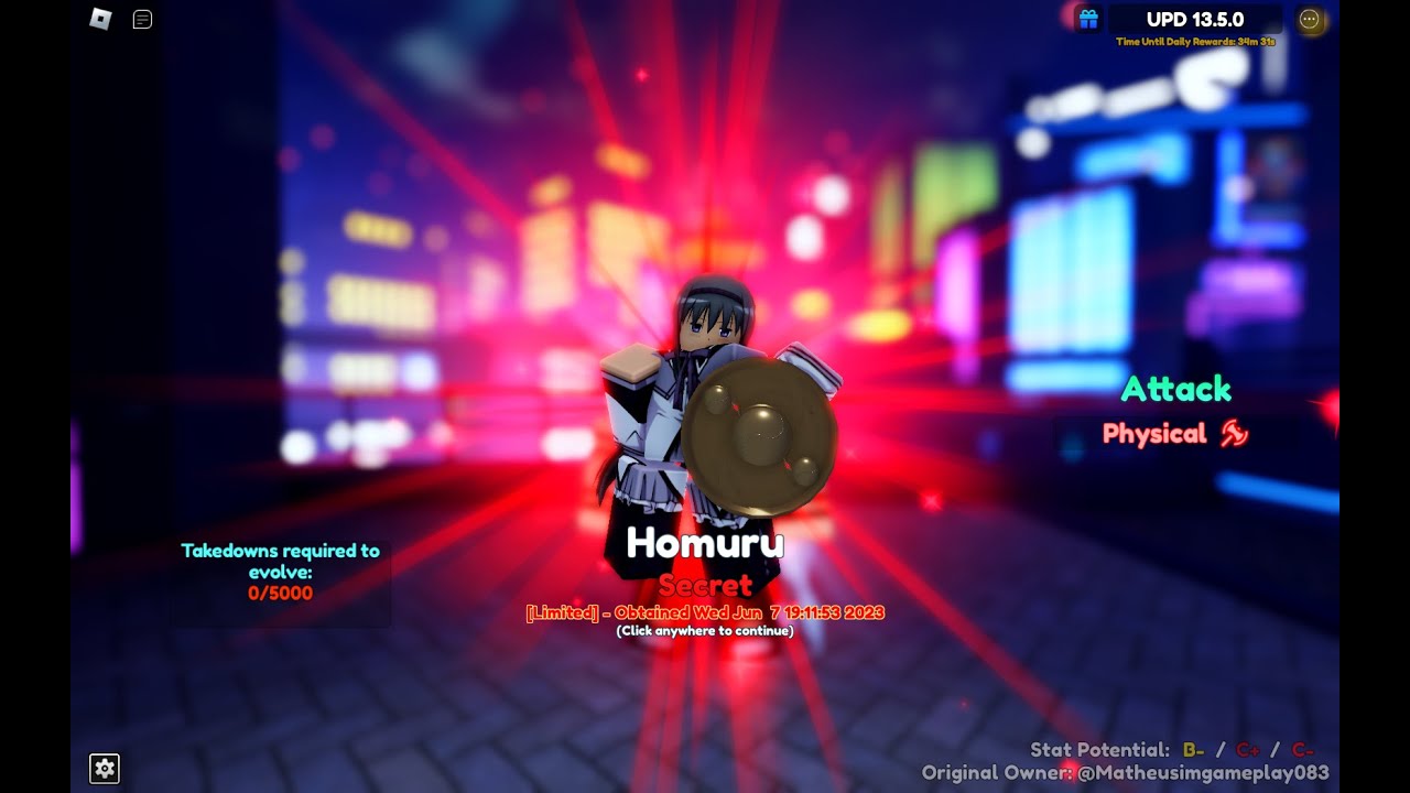 Homurur Getting Homuru In Anime Adventures Roblox - YouTube