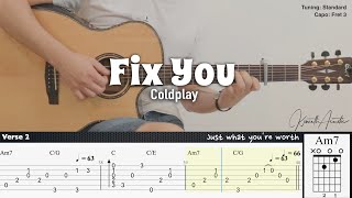 PDF Sample Fix You - Coldplay guitar tab & chords by Kenneth Acoustic.