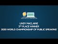 Lindy MacLaine: 3rd place winner, 2020 World Championship of Public Speaking