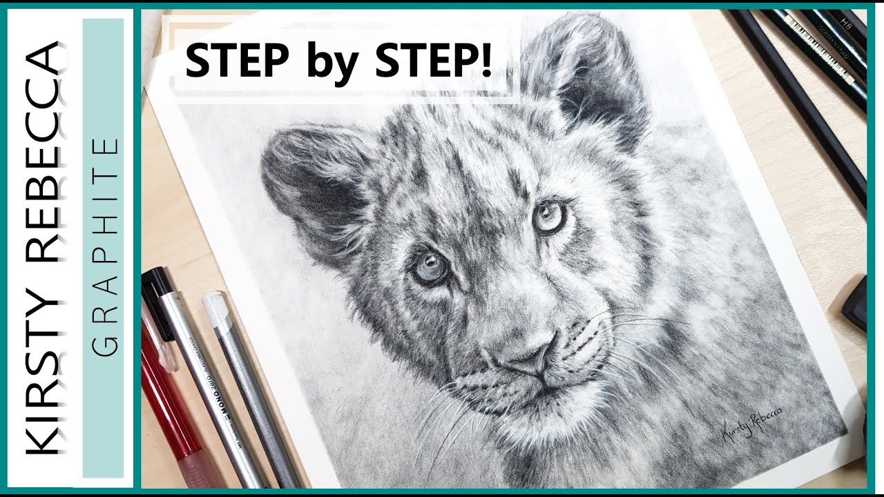 Little lion cub portrait hand drawn sketch Vector Image
