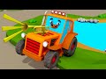 Trator toca trompete | Carros para crianças - 3D Desenhos animados - Caminhão e Carros Crianças